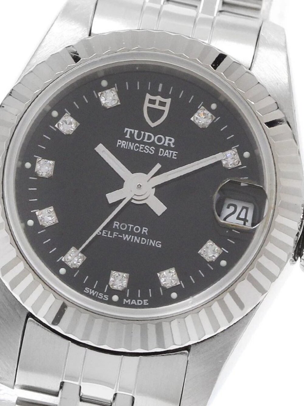 TUDOR Princess Date 92514 10P diamond black Dial Automatic Ladies Watch